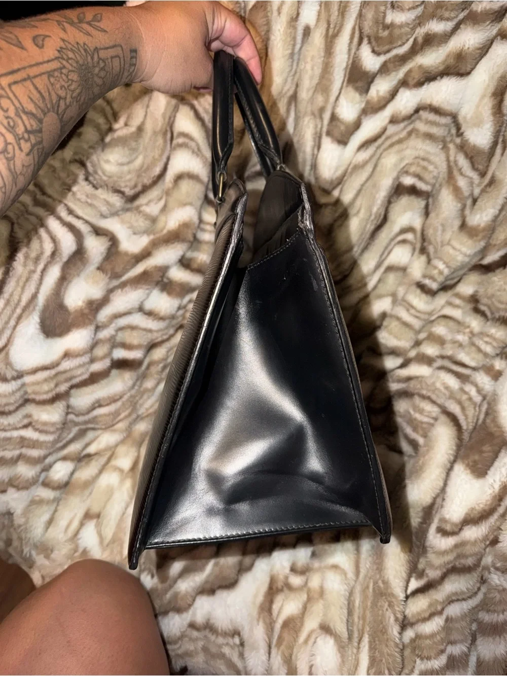 Louis Vuitton Black Epi Leather Top-Handle Briefcase with Subtle LV Monogram